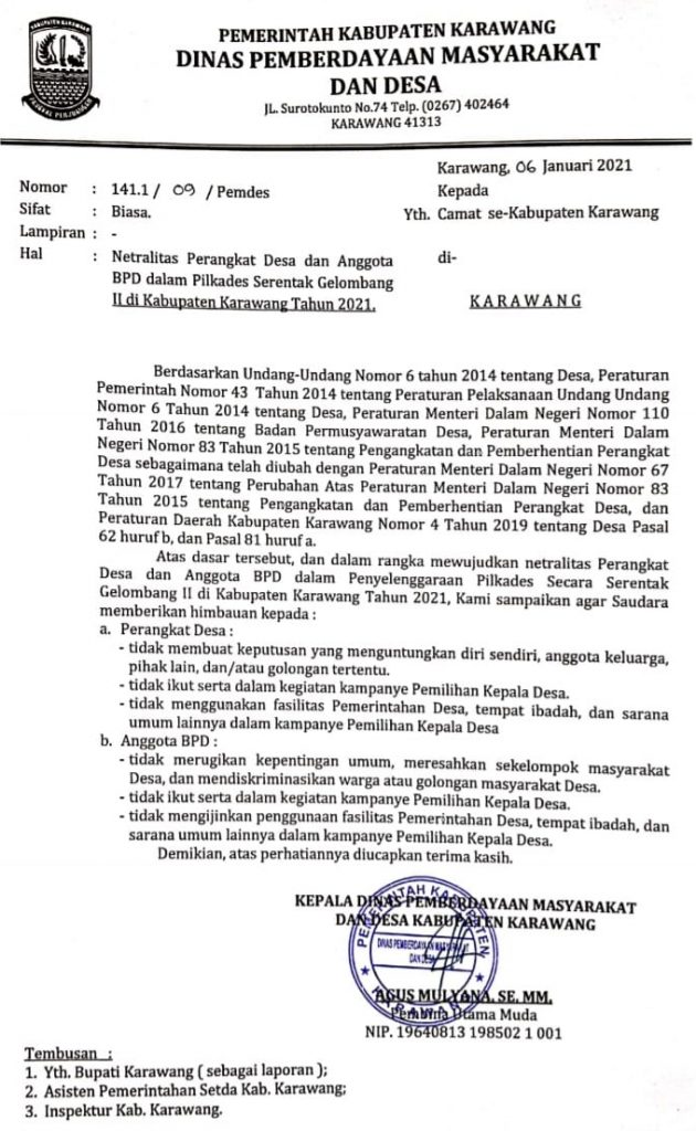 BAGAIMAMA NETRALITAS PERANGKAT DESA DI PILKADES KARAWANG 2021