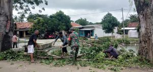 BABINSA BERSAMA WARGA KARYA BAKTI LAKUKAN PENEBANGAN POHON