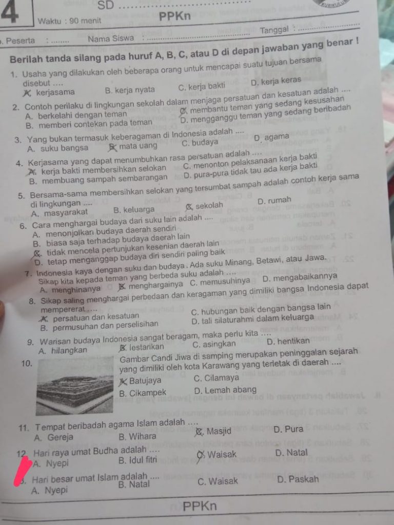 Soal Ulangan Tengah Smester SD Kelas 4 Di Kritik Wali Murid