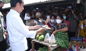 Presiden Jokowi Temui Pedagang di Pasar Alasa