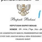 Kades Suakadanau Cikarang Barat, Diberhentikan, Setetelah Jadi Tersangka??