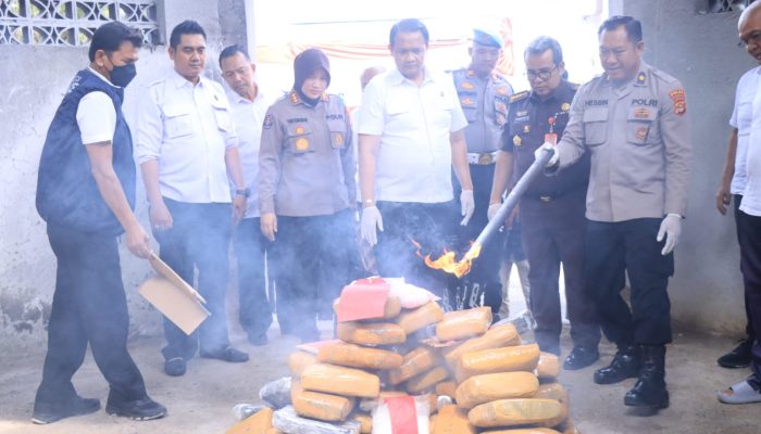Direktorat Reserse Narkoba Polda Lampung Musnahkan Barang Bukti Narkotika Senilai Rp 10,7 Miliar