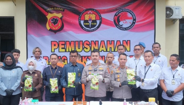 Polres Subang Musnahkan 5 Kg Sabu Hasil Pengungkapan Jaringan Narkoba Internasional