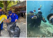 Bersih Pantai hingga penanaman terumbu karang di Dasar Laut, Cara Unik Polairud NTB Rayakan Kemerdekaan