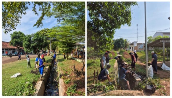 Tim Biru Dinas PUPR Karawang dan Pemdes Wancimekar Gelar “Giat Asih Salira” Bersihkan Drainase Cegah Banjir