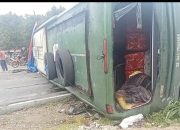 Bus ALS Terguling dan Tabrak Tiga Warung Warga di Labusel, 16 Penumpang Luka-Luka