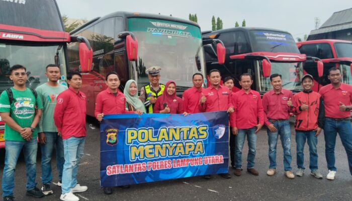 Satlantas Polres Lampung Utara Ajak Awak Bus Disiplin dan Utamakan Keselamatan