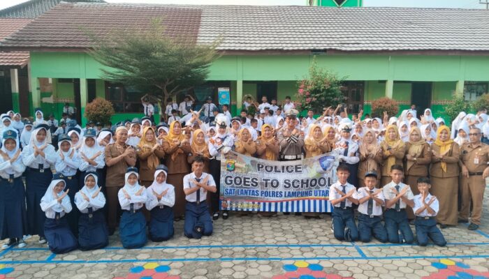Satlantas Polres Lampung Utara Edukasi Pelajar Lewat Police Goes to School