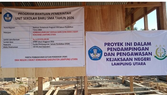 Pembangunan USB SMAN 2 Bukit Kemuning Bernilai Rp6,4 Miliar Disorot, Diduga Catut Nama Kejari Lampung Utara